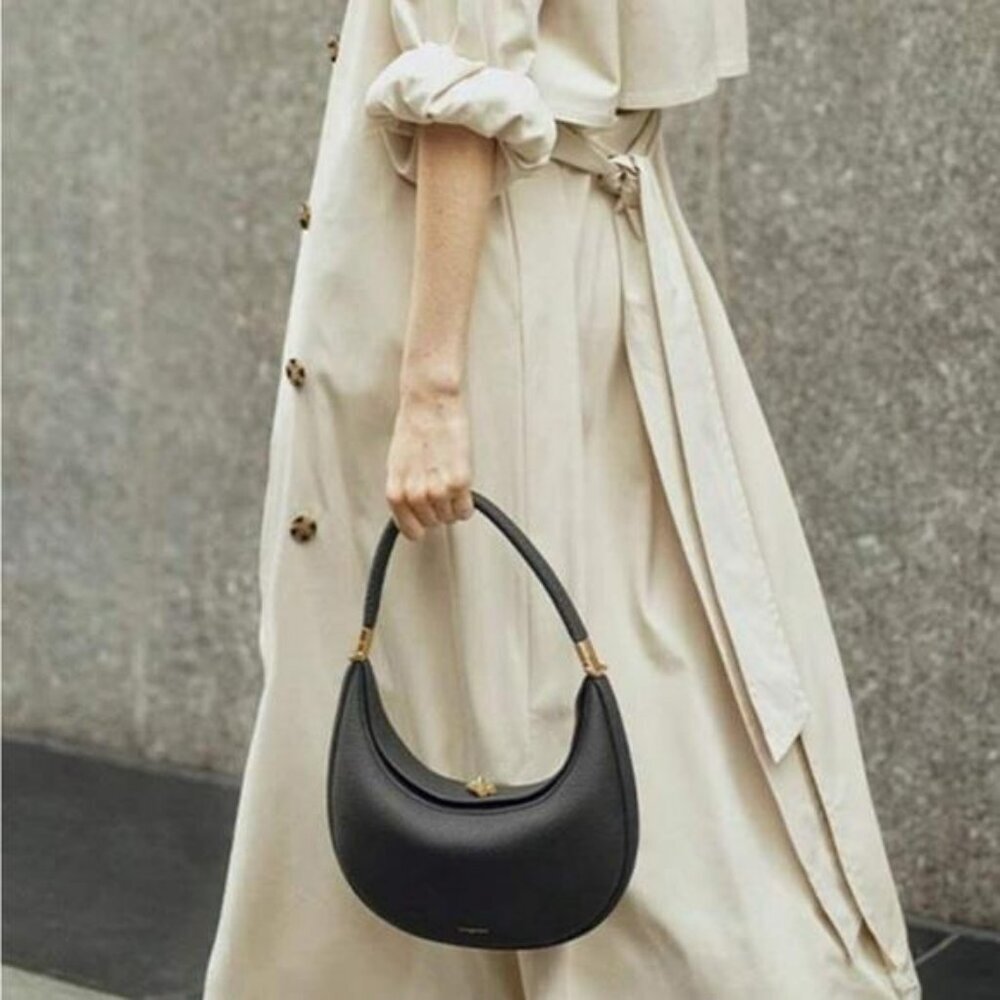 Black Leather Bag Hobo Purse Handbag Crescent bag 4 in 1 style Trendy Fashion - Picture 2 of 10